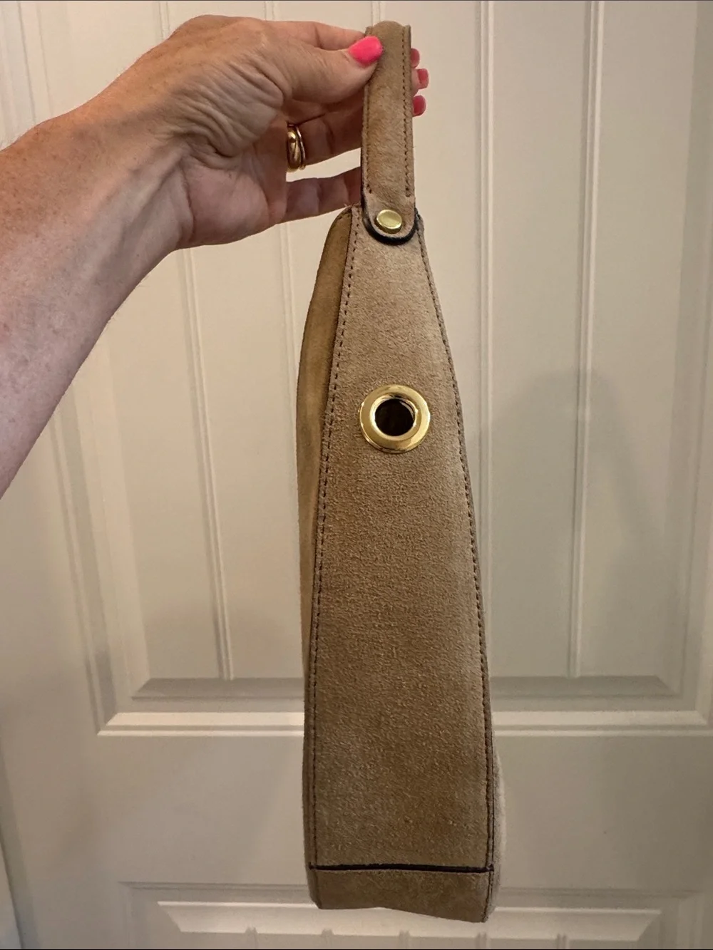 Amerai Tan Leather Linea Moon Bag Italy Crescent Hobo Shoulder CD EUC $300